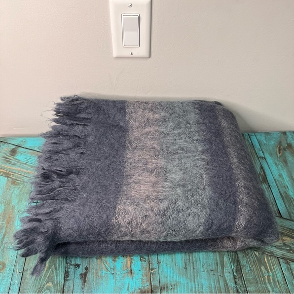 St Albans Mohair Grey Throw Fringe 49" x 70" - Picture 3 of 14